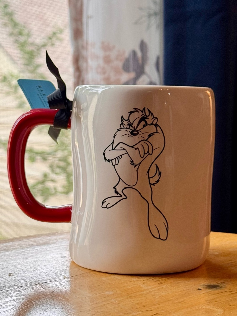 Rae Dunn LOVER NOT A BITER Tasmanian Devil Looney Tunes Double Sided Mug New